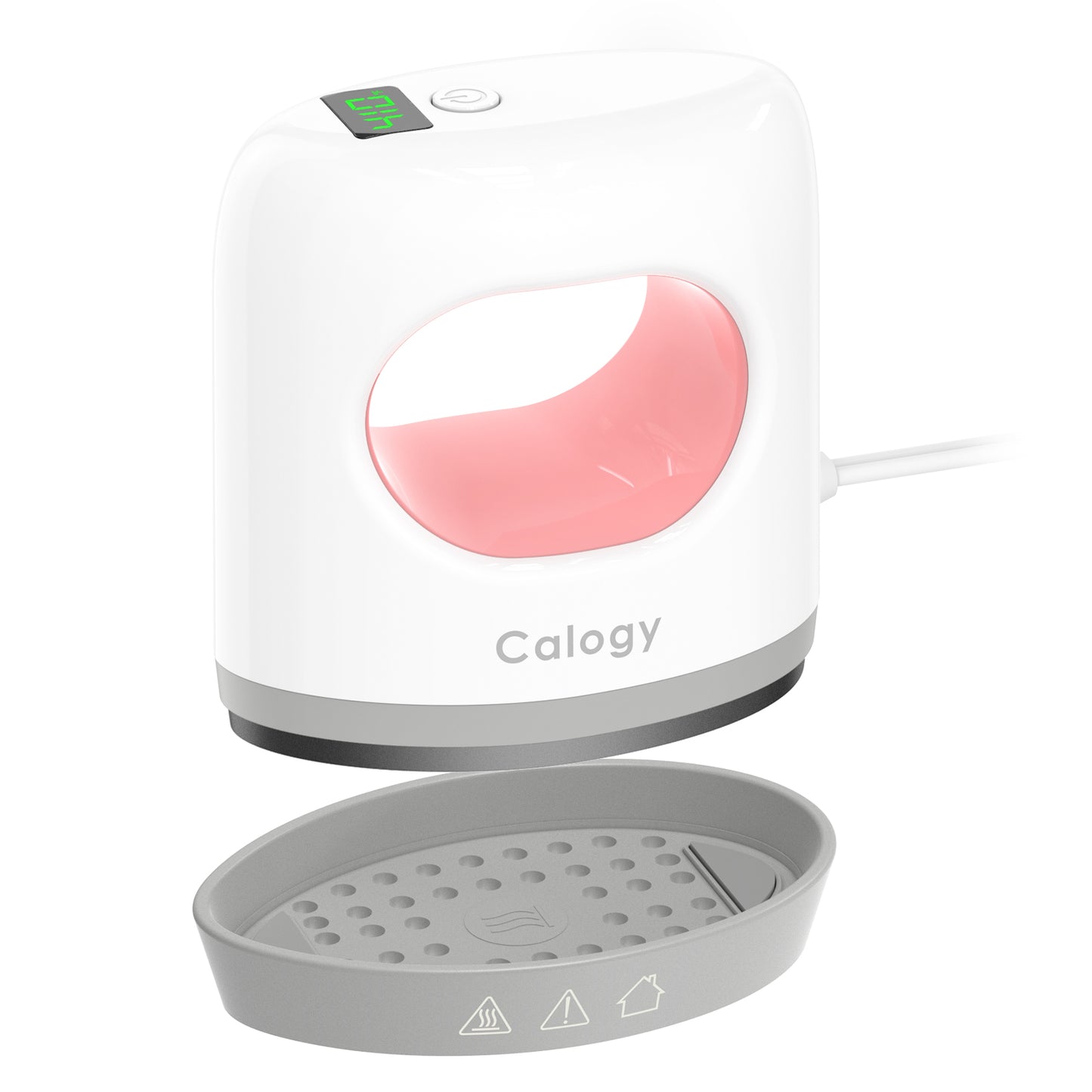 Calogy Super Mini Heat Press Machine, Fast Up to Max 410℉ in 3Mins & 4 Heating Setting with LED Display, Mini Iron for Crafting with Precision Tip, Easy for Small Objects Like Shoes, Hats (White Pink)