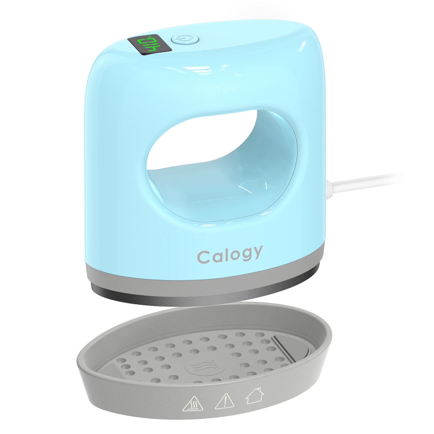 Calogy Super Mini Heat Press Machine, Fast Up to Max 410℉ in 3Mins & 4 Heating Setting with LED Display, Mini Iron for Crafting with Precision Tip, Easy for Small Objects Like Shoes, Hats (Blue)