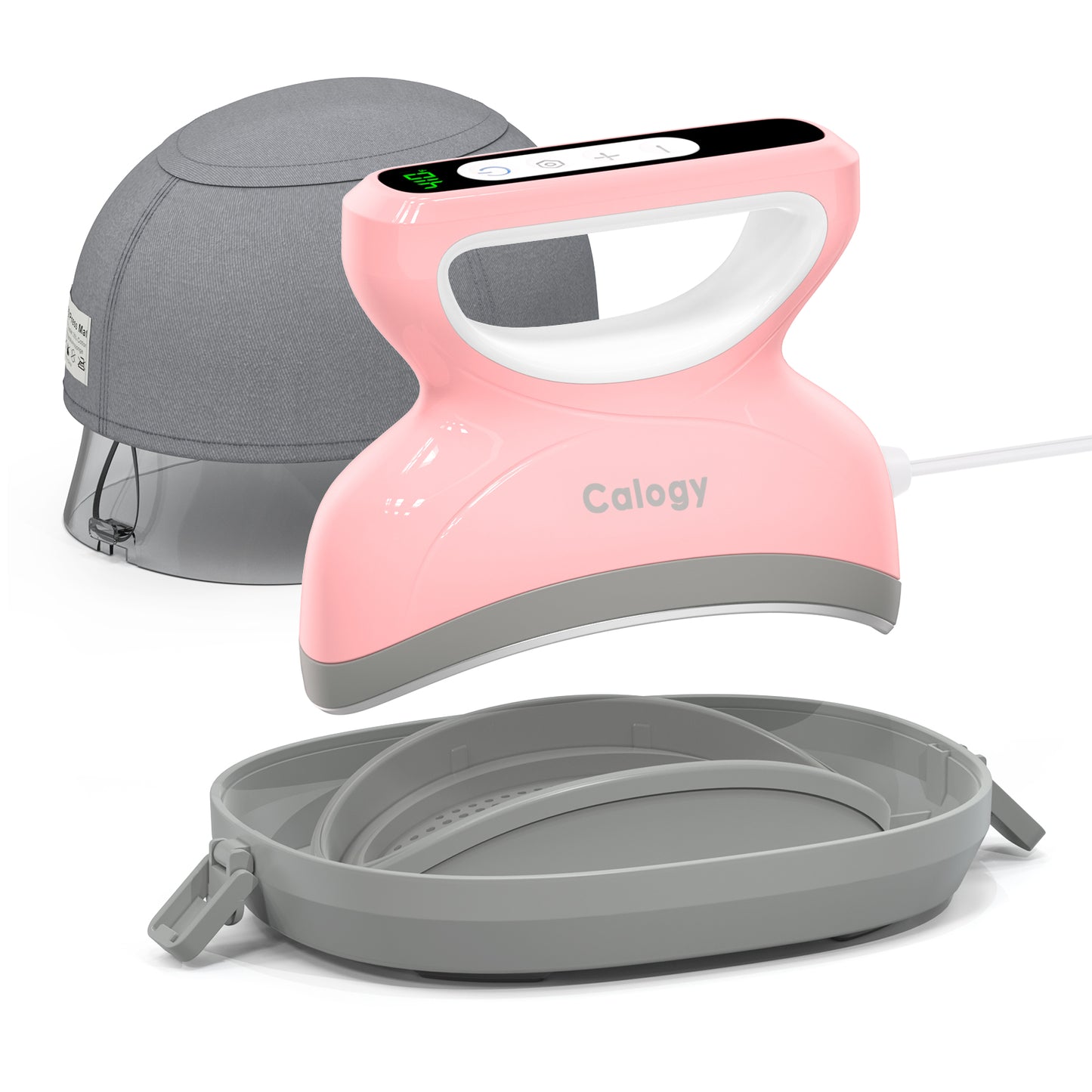 Calogy Hat Press Heat Machine for Caps, Mini Portable Hat Heat Press with Timer, Max 410℉,Precision Temp Control ±5℉, Fast & Evenly Heating 2.76*6.3in Curved Plate for 6 1/2-8 hat，21-26 Girth (Blue)